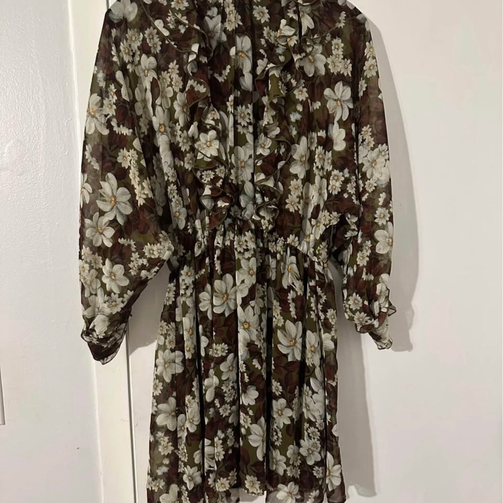 Floral Brown and White romper